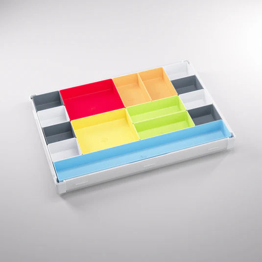 Gamegenic Token Silo XL Convertible in white with multicolor compartments for organizing game tokens and accessories.
