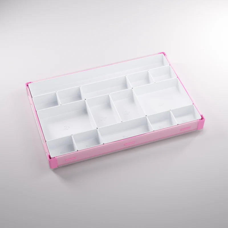Gamegenic Token Silo XL Convertible in pink and white, featuring multiple compartments for organizing game tokens and accessories.