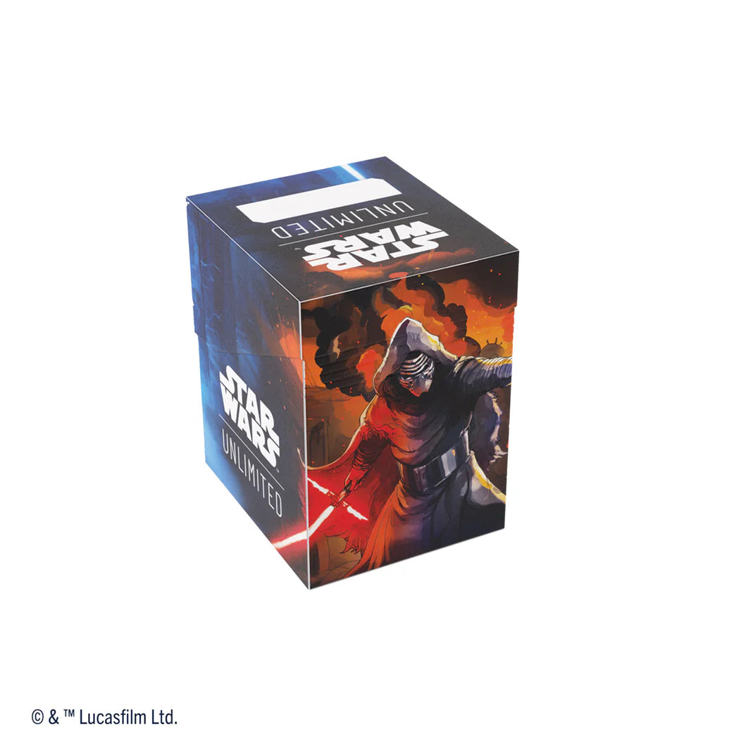 Gamegenic Deck Box featuring Star Wars Unlimited design with Rey and Kylo Ren artwork, ideal for card storage.