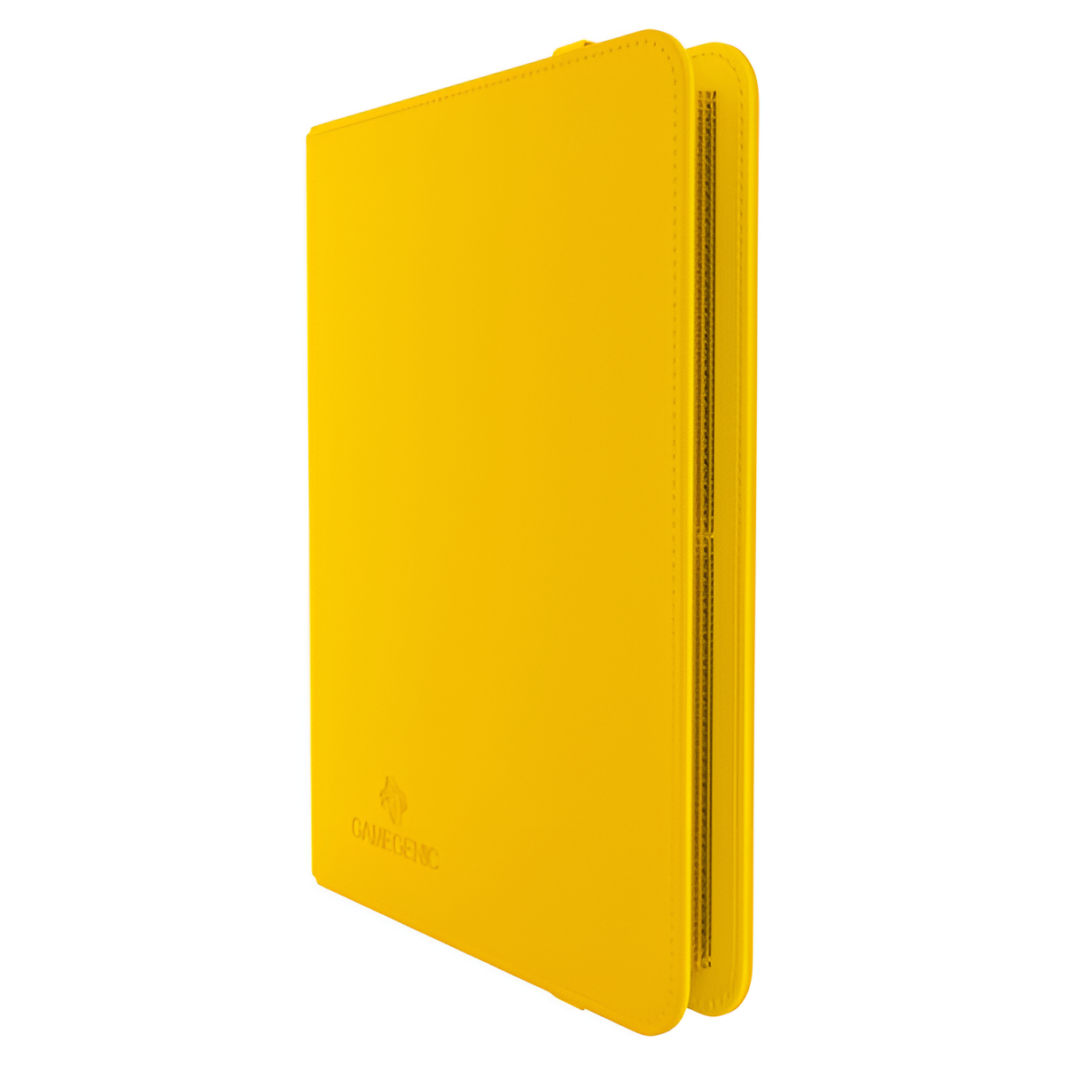 Gamegenic 4-Pocket Prime Album in yellow, designed for storing trading cards securely and stylishly.