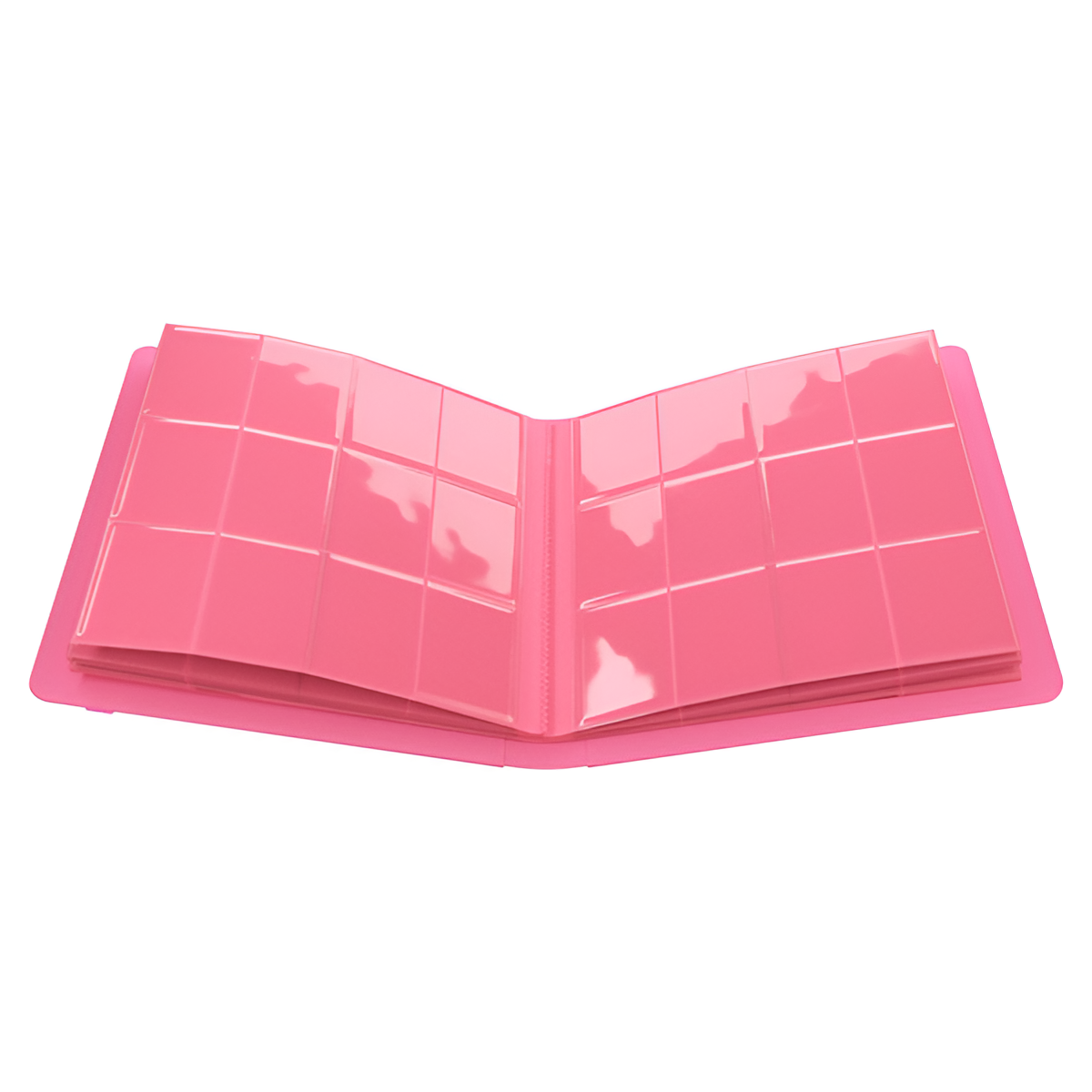 Gamegenic 12-Pocket Prime Album in pink, featuring an open layout with clear pockets for card storage.