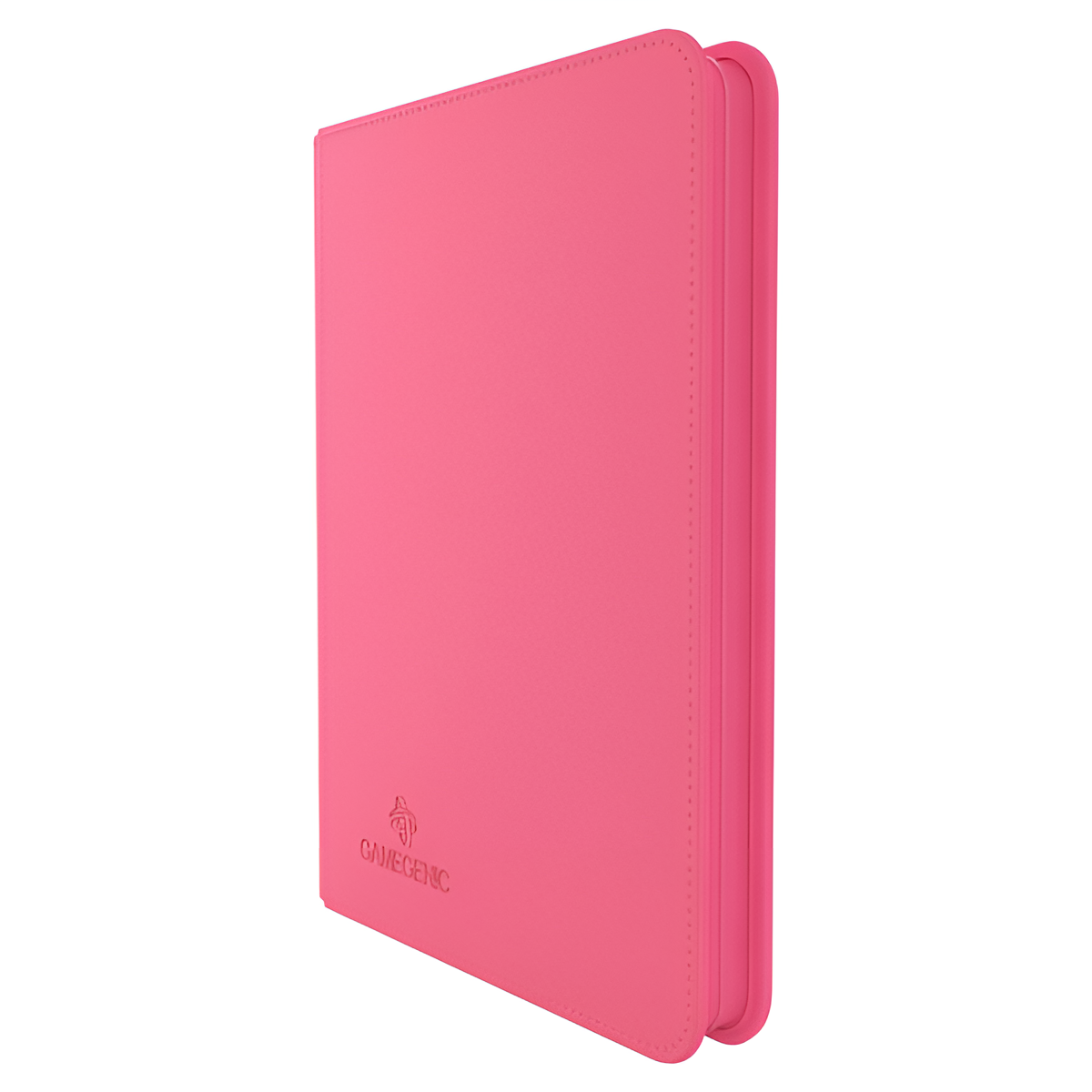 Gamegenic 4-Pocket Zip-Up Album in pink, designed for storing trading cards securely and stylishly.