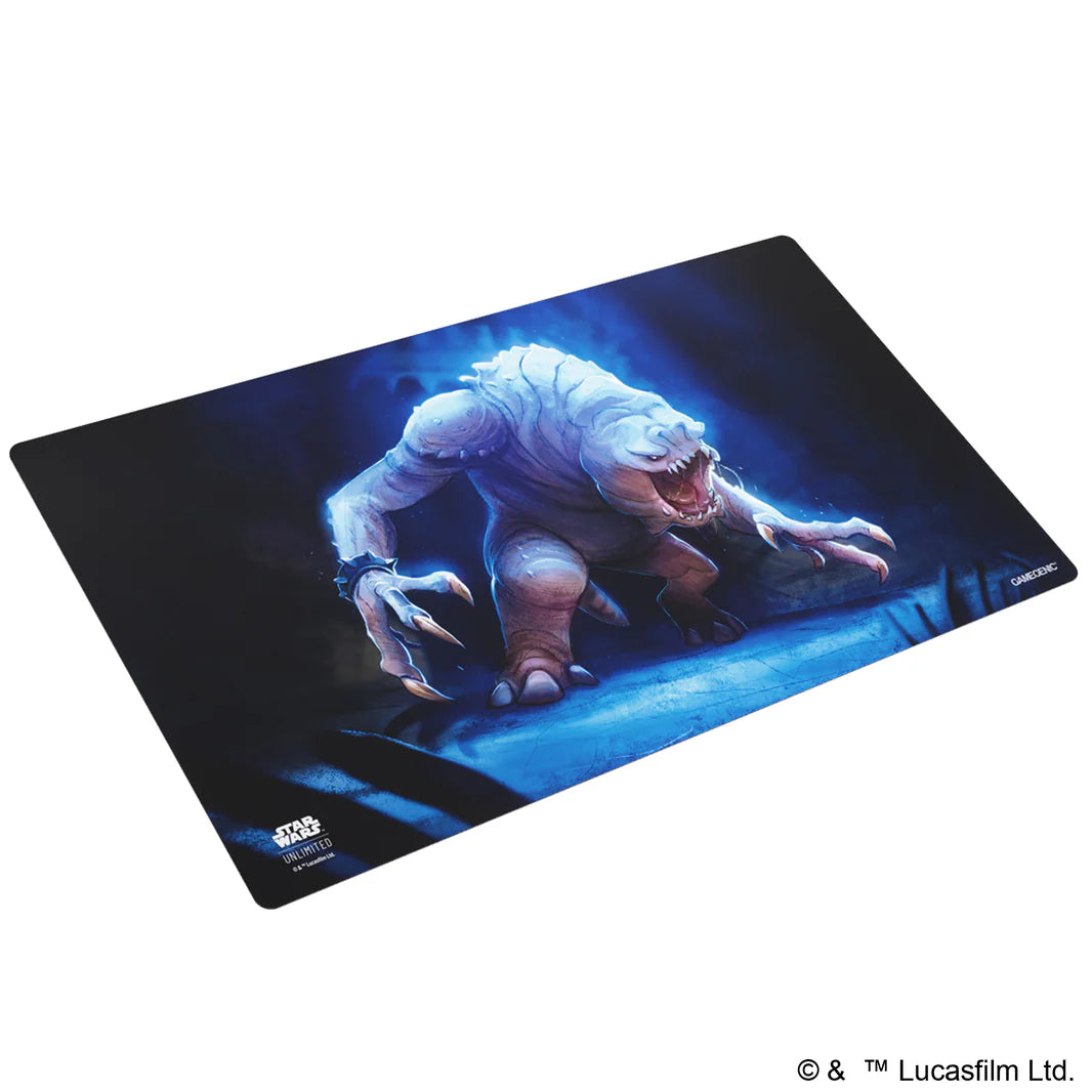 Gamegenic Star Wars Unlimited playmat featuring the Rancor monster in a dramatic, dark setting. Ideal for tabletop gaming.