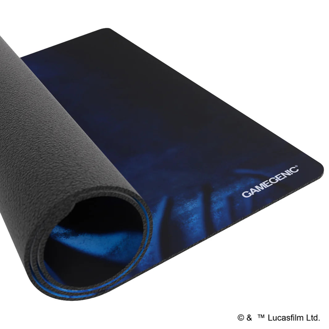 Gamegenic Playmat featuring Rancor design from Star Wars Unlimited, rolled up to showcase its textured surface.