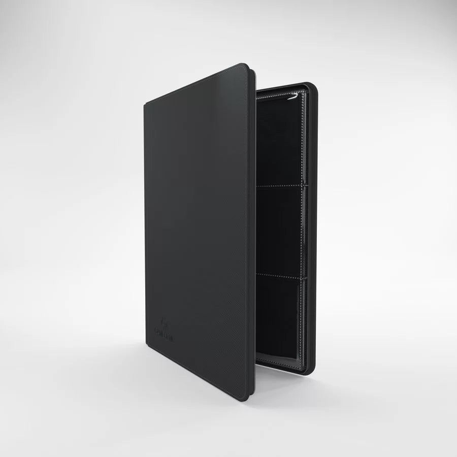 Gamegenic Black Zip-Up Album featuring 18 pockets, designed for storing trading cards securely and stylishly.