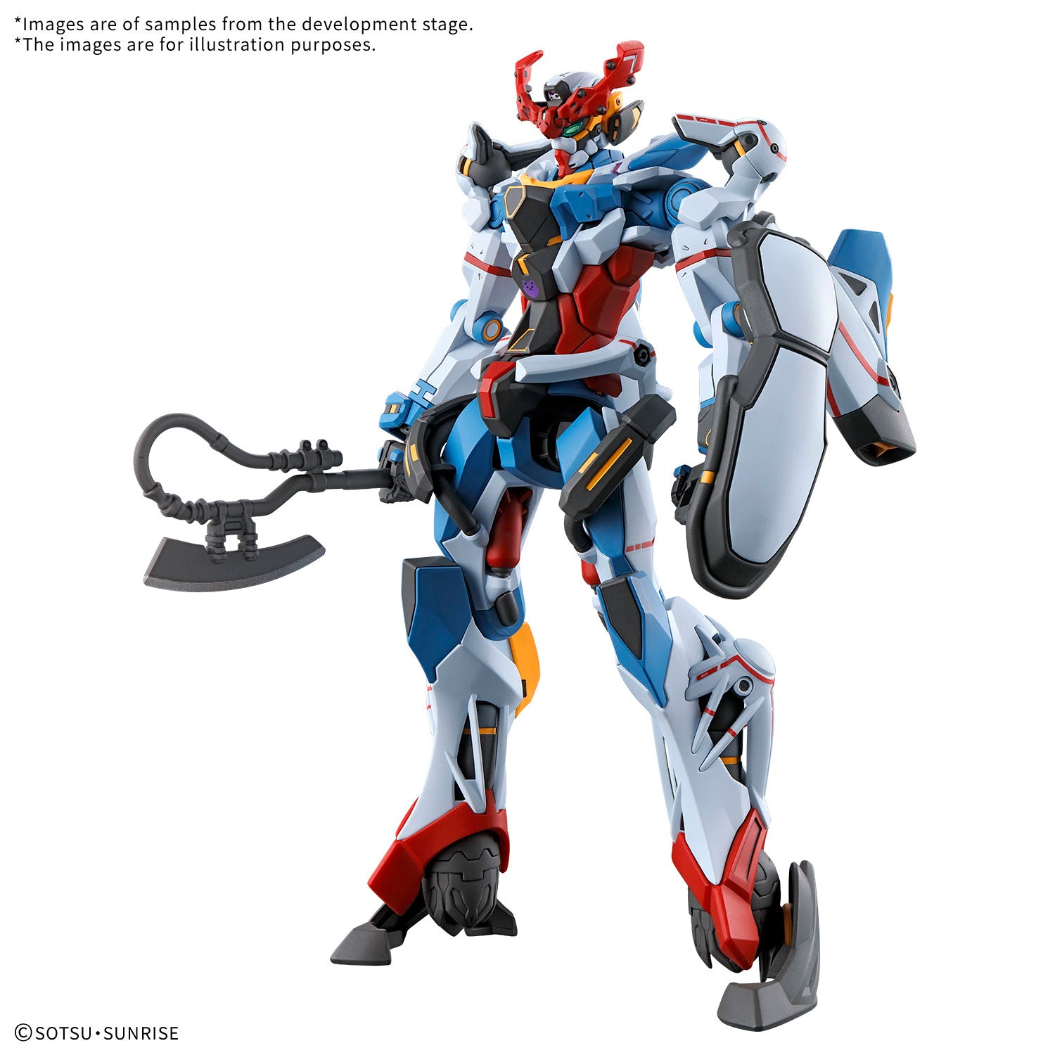 HG 1/144 MS Gundam GQuuuuuuX model kit displayed in a dynamic pose, showcasing its intricate design and accessories.
