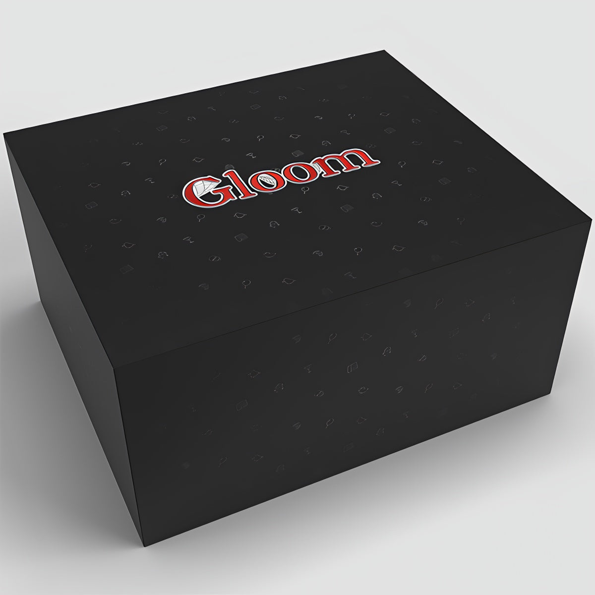 Black box for the game Gloom featuring the title in red, designed for strategy game enthusiasts. Preorder available.