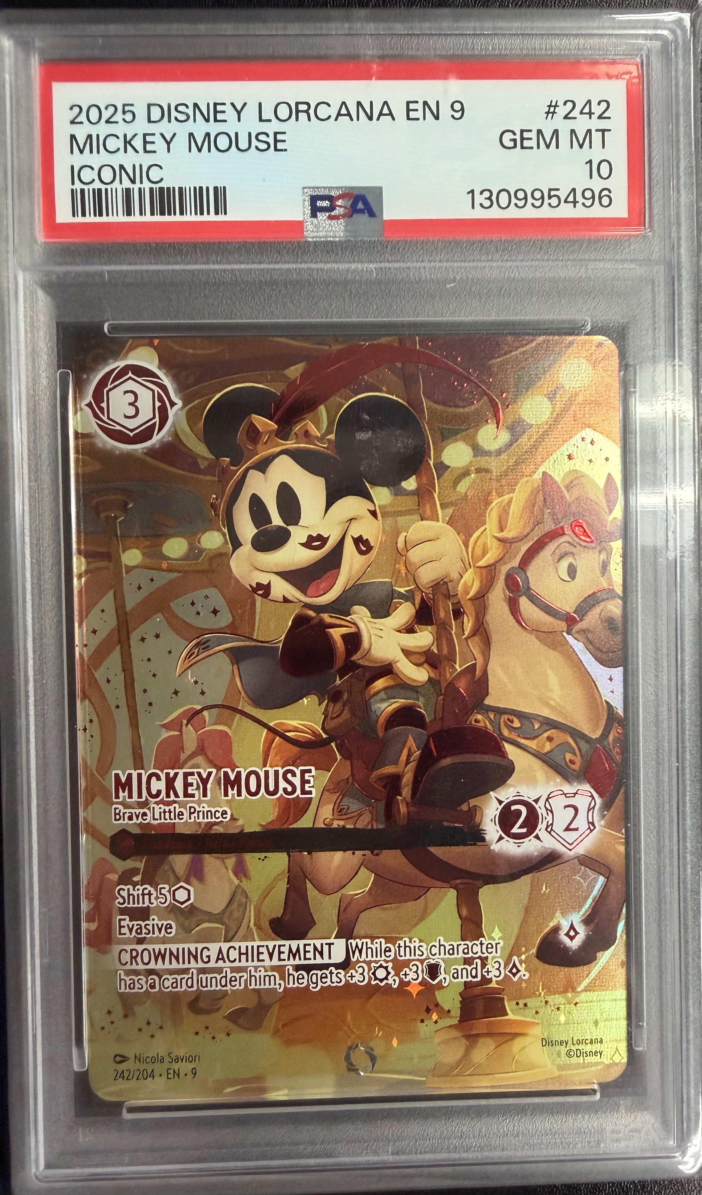 2025 Disney Lorcana EN 9 - Mickey Mouse - Iconic - #242 - PSA 10