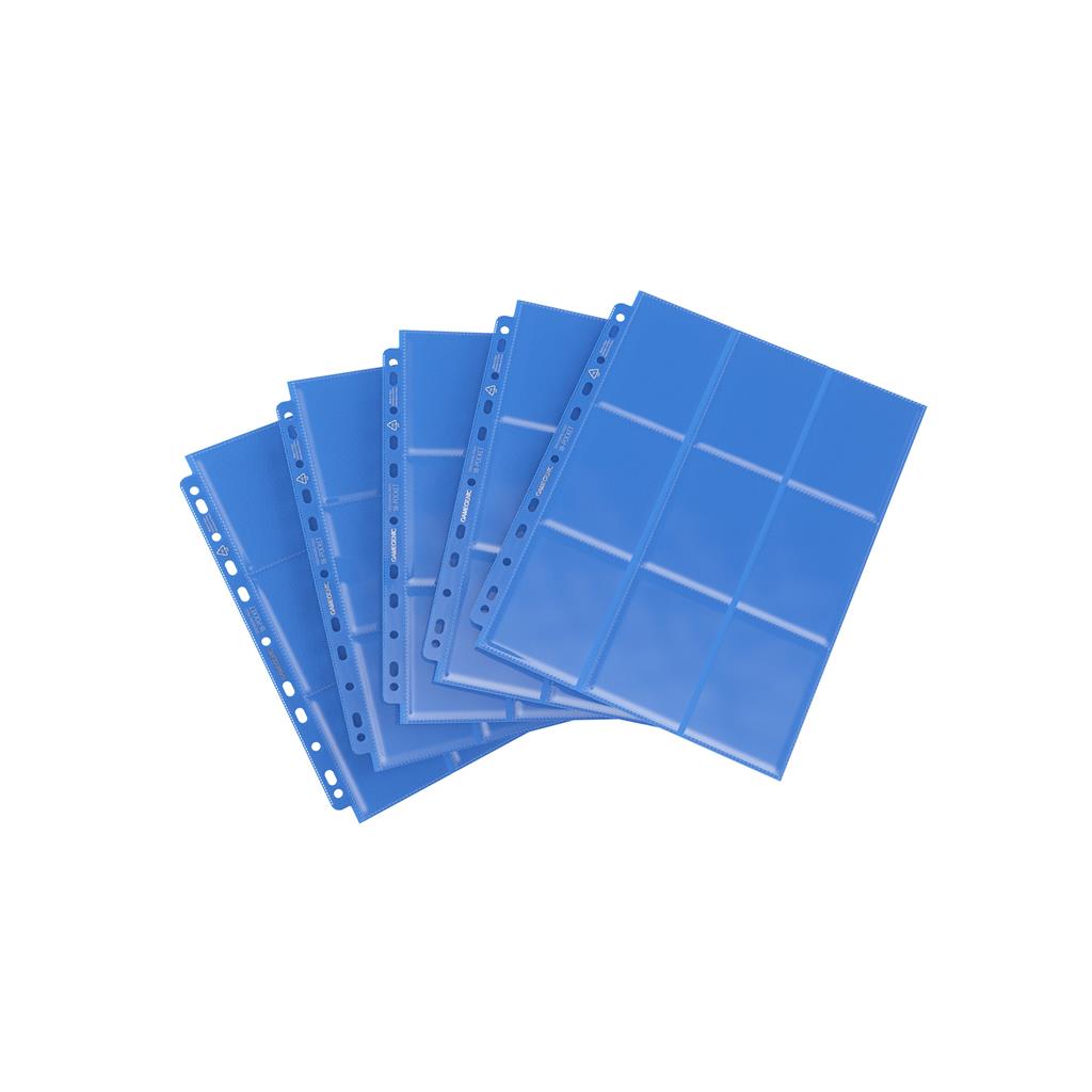 Gamegenic Sideloading 18-Pocket Pages in blue, pack of 10, designed for organizing trading cards and collectibles.