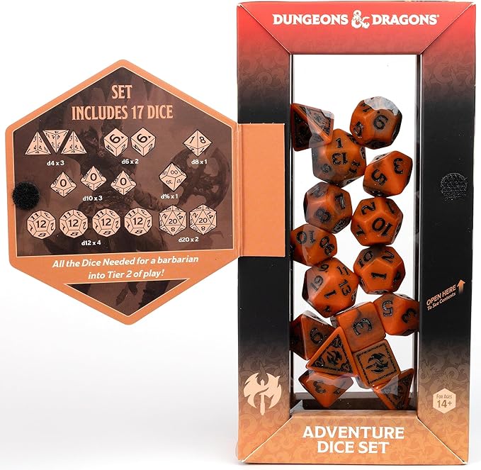 Sirius Dice: Dungeons & Dragons Adventure Dice - Barbarian: Orange