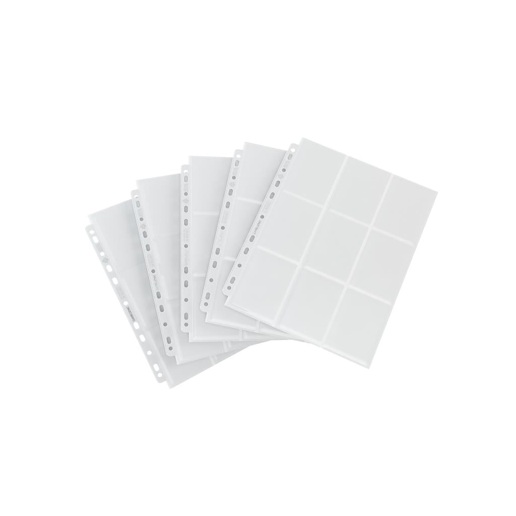 Gamegenic Sideloading 18-Pocket Pages in white, featuring six clear pages for storing trading cards securely.