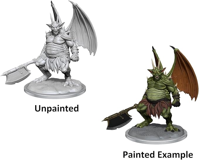 Unpainted and painted examples of Nolzur's Marvelous Miniatures Nycaloth for Dungeons & Dragons gameplay.