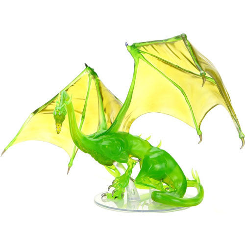 Premium Adult Emerald Dragon figure from Dungeons & Dragons, featuring translucent green and yellow wings and intricate details.