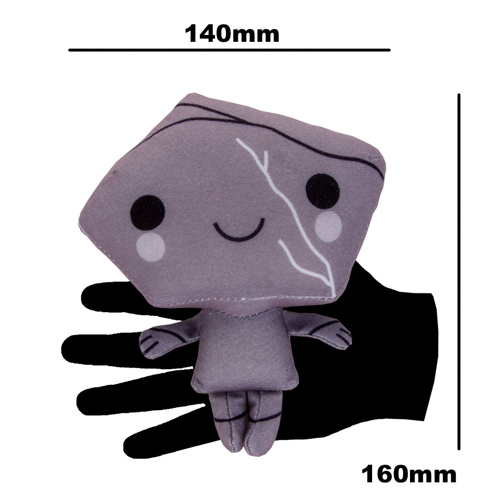 Catan Sprite Plushie in ore shape, featuring a smiling face and small arms, ideal for fans of the Catan board game.