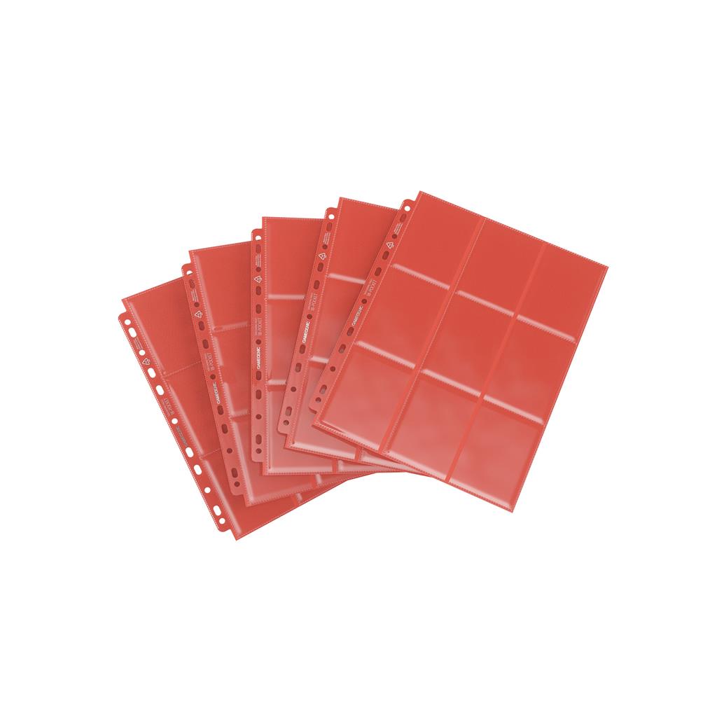 Gamegenic Sideloading 18-Pocket Pages in red, pack of 10, designed for organizing trading cards and collectibles.