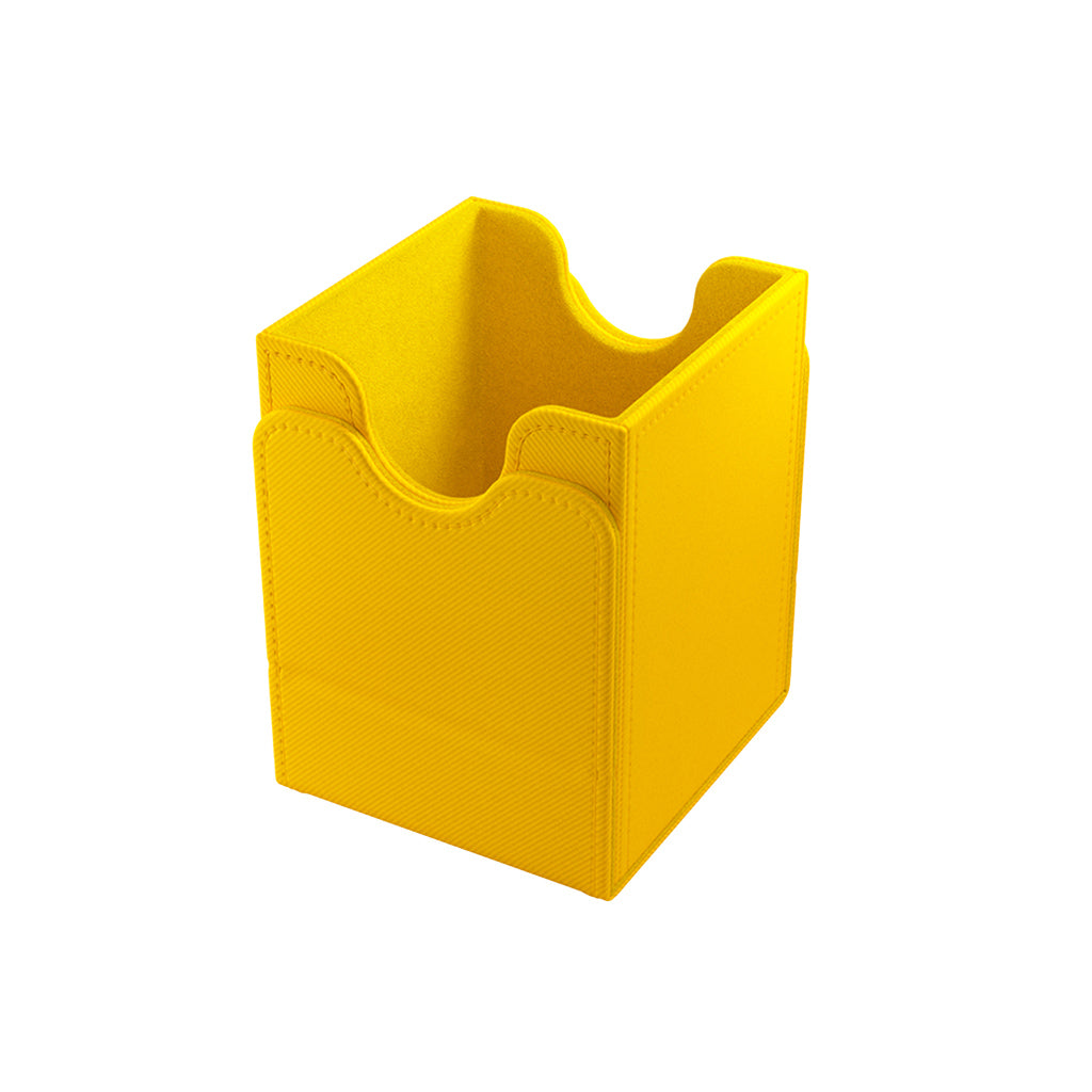 Gamegenic Deck Box Squire 100+ XL in yellow, designed for storing and protecting trading cards and game accessories.