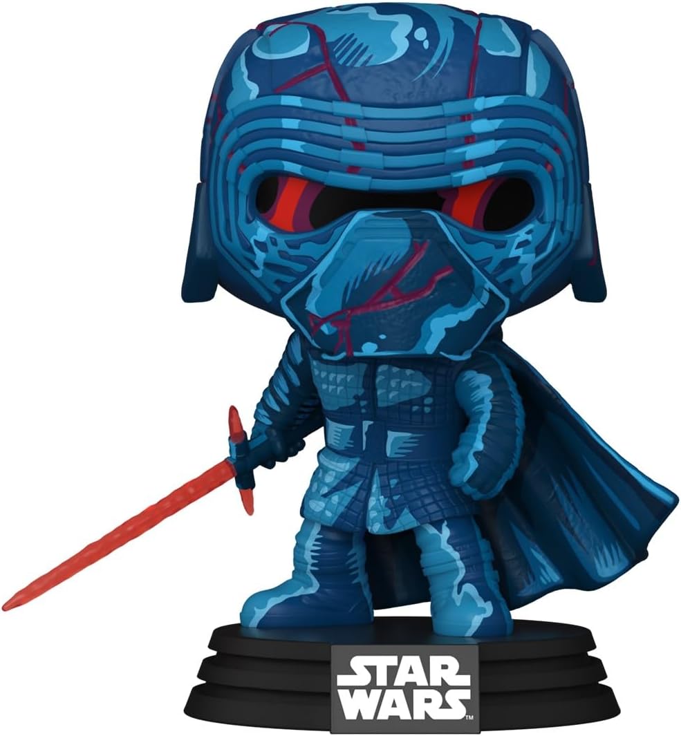 Funko Pop! Star Wars Kylo Ren Retro #770 figure in blue tones, holding a red lightsaber, with a detailed base.