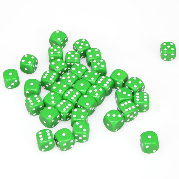 Chessex: d6 Dice 12mm Opaque Green/White (36)
