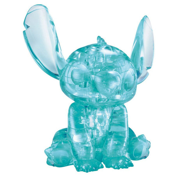 3D crystal puzzle of Disney's Stitch in blue, featuring intricate details and a playful sitting pose.