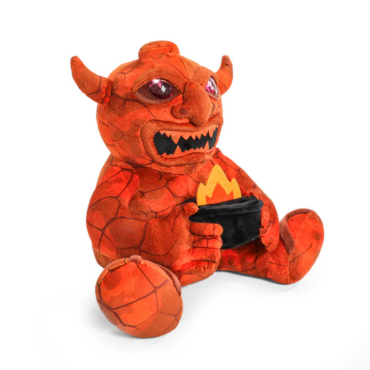 Dungeons & Dragons 50th Anniversary plush statue, 13 inches tall, featuring a red creature with horns and a fiery pot.