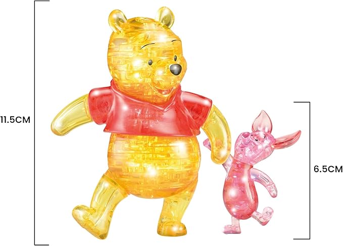 3D crystal puzzle featuring Winnie the Pooh and Piglet, showcasing vibrant colors and intricate design details.