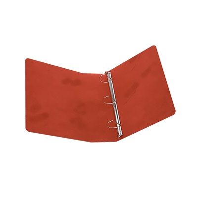 Red Gamegenic Prime Ring-Binder with three metal rings for organizing trading cards and game materials.