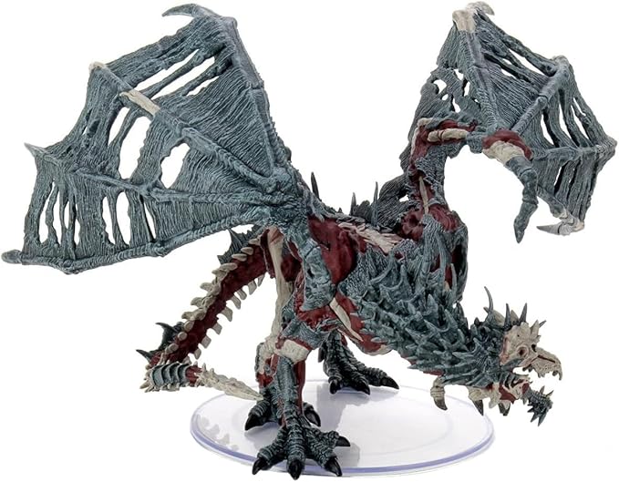 Premium Boneyard Green Dracolich miniature for Dungeons & Dragons, featuring intricate skeletal details and large wings.