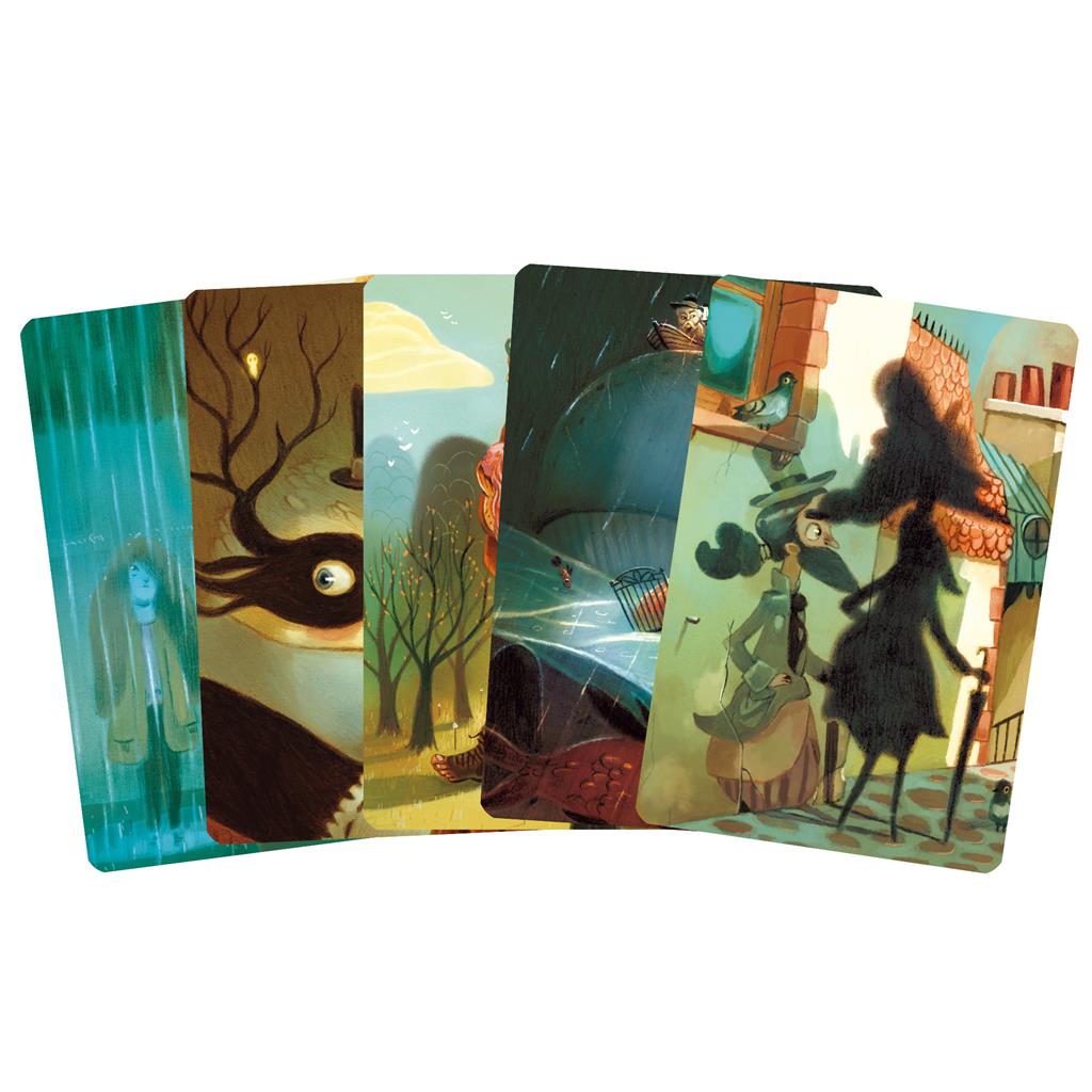 Dixit: Origins Expansion features beautifully illustrated cards showcasing whimsical and surreal scenes for storytelling.