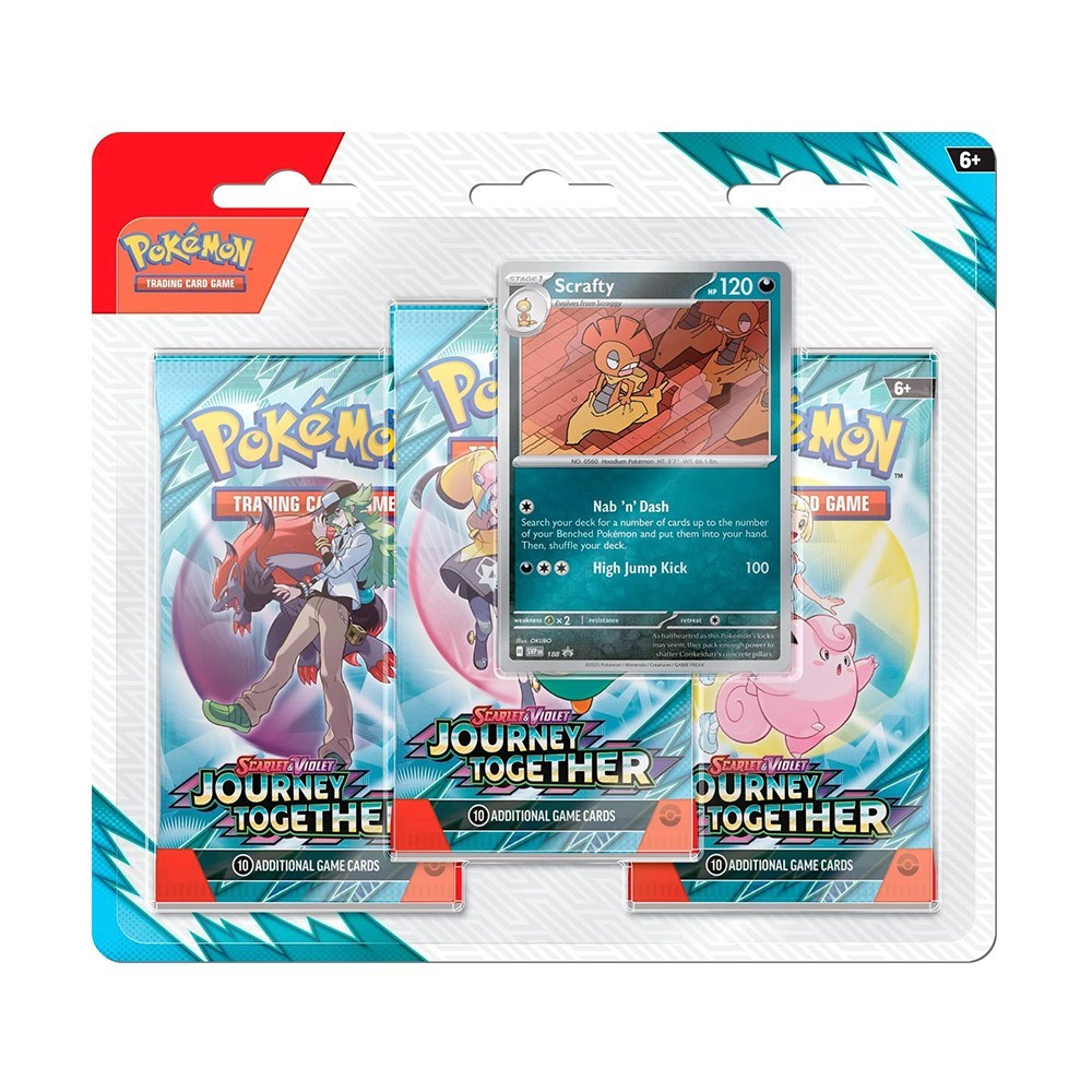 Pokemon TCG: Journey Together - Three-Booster Blister Pack - Scrafty Pokemon TCG: Journey Together - Three-Booster Blister Pack - Scrafty