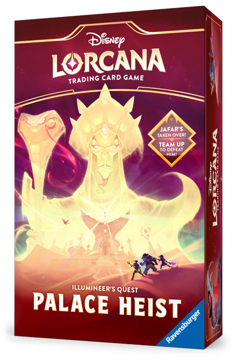 Disney Lorcana TCG: Reign of Jafar - Illumineer's Quest - Palace Heist box featuring vibrant artwork and game title.