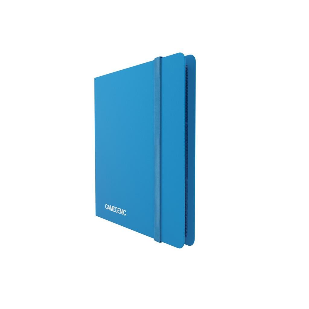 Blue Gamegenic album featuring 24 pockets for card storage, designed for casual gaming and collectors.