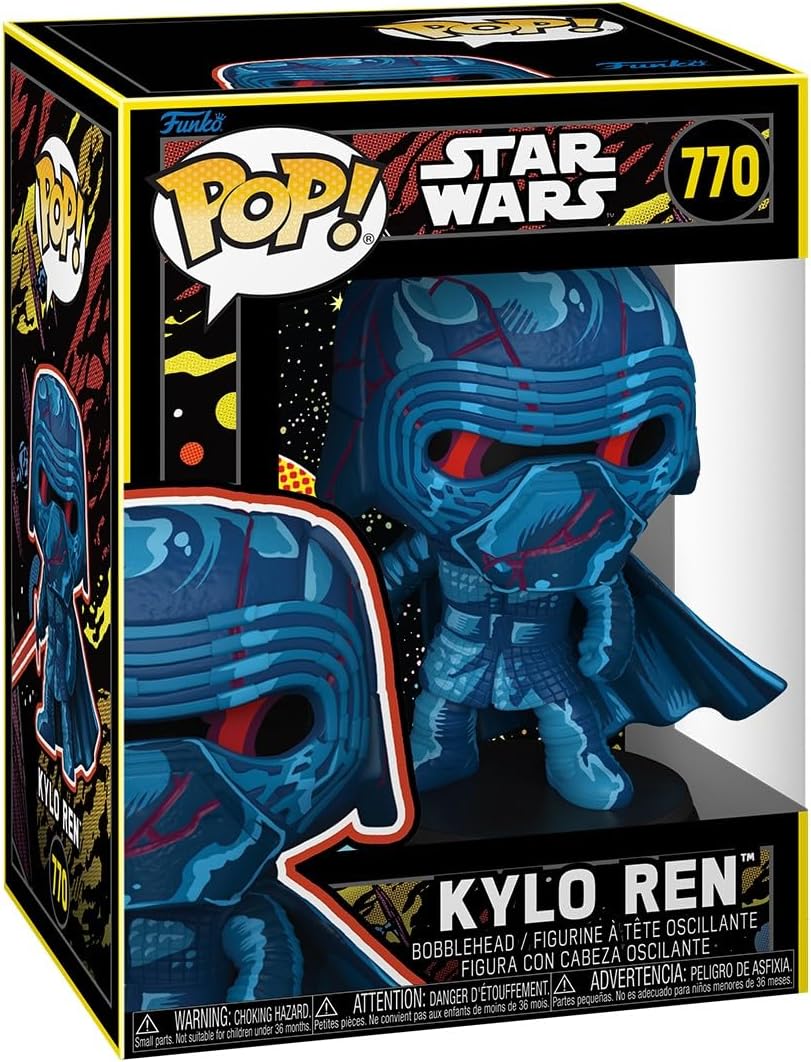 Funko Pop! Star Wars Kylo Ren Retro #770 figure in packaging, featuring a blue and black design with a bobblehead.