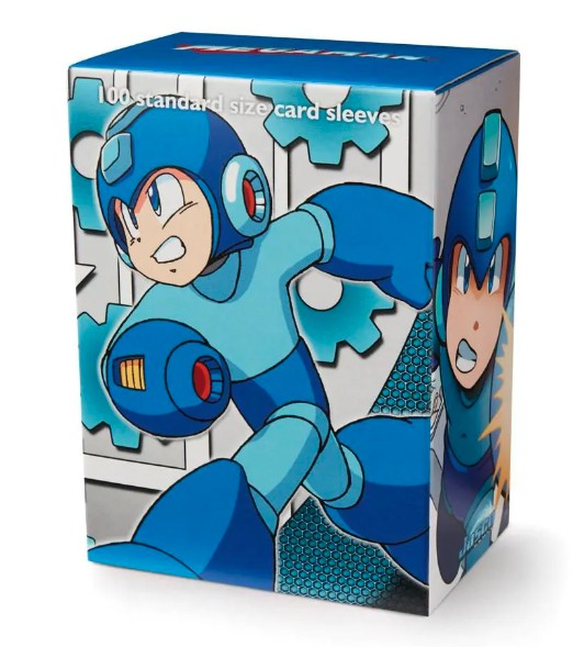 Dragon Shield Mega Man card sleeves box featuring vibrant artwork of Mega Man in action, designed for standard-sized cards.