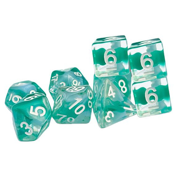 9-set: Dungeon Crawl Classics - Traditional Thracian Azure Swirl Dice