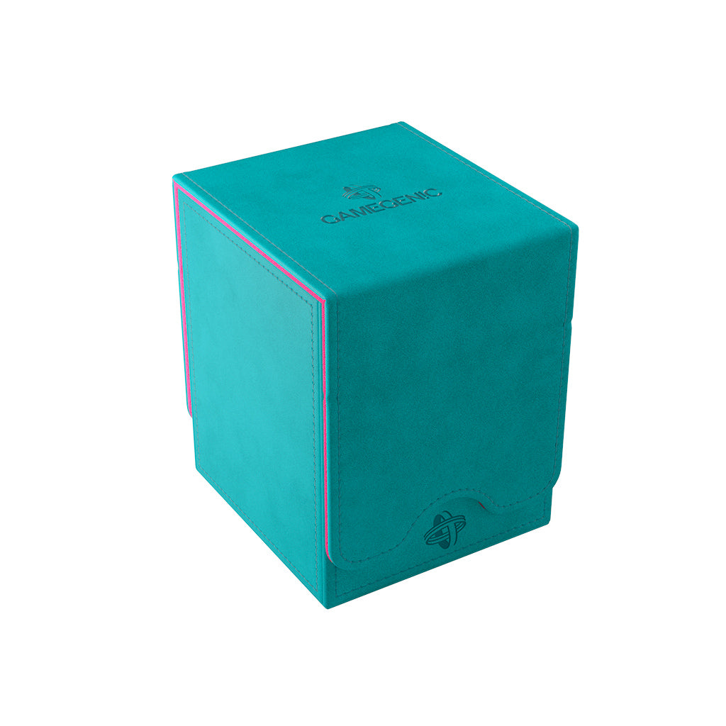 Teal and pink Gamegenic Deck Box Squire 100+ XL Convertible designed for card storage and protection.