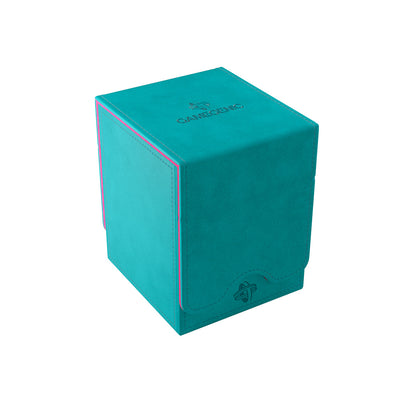 Teal and pink Gamegenic Deck Box Squire 100+ XL Convertible designed for card storage and protection.