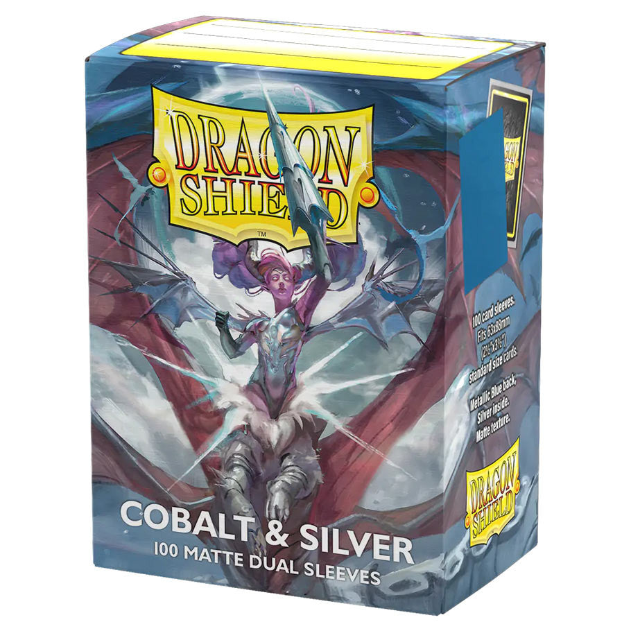Dragon Shield: Dual Matte Sleeves - Cobalt & Silver (100ct)
