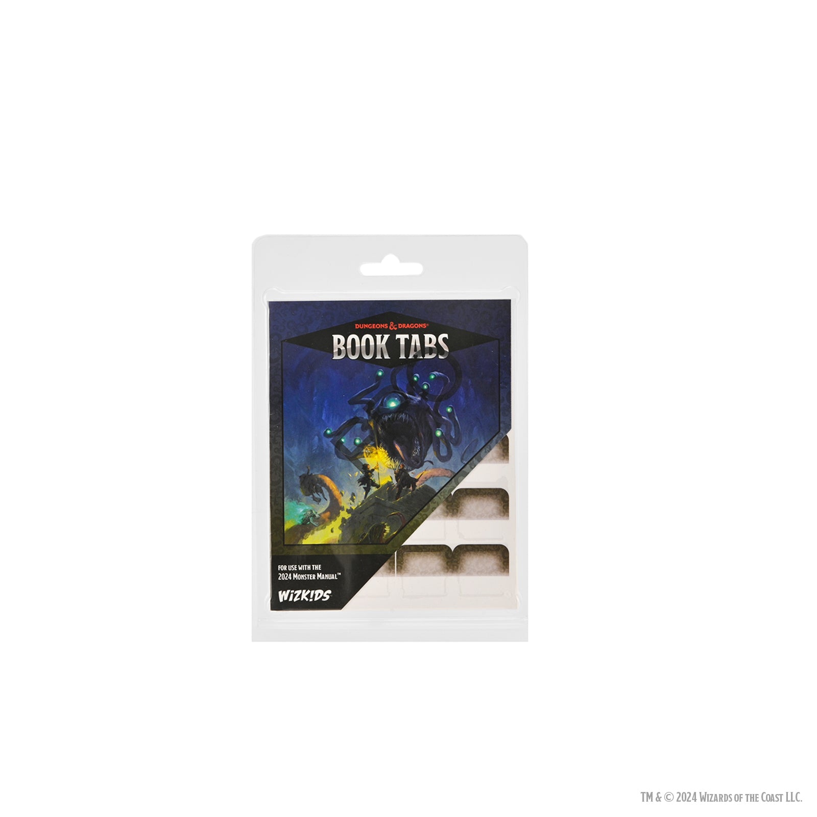 Dungeons & Dragons 2024 Monster Manual book tabs in a clear packaging featuring a monster illustration.