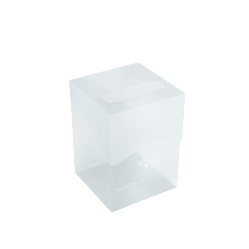 Clear Gamegenic Deck Holder 100+ designed for storing and protecting trading cards and game decks.