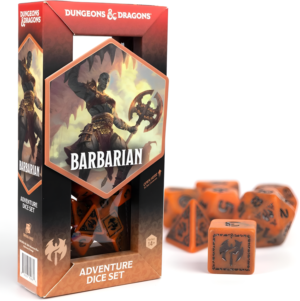 Sirius Dice Dungeons & Dragons Adventure Dice Barbarian Orange
