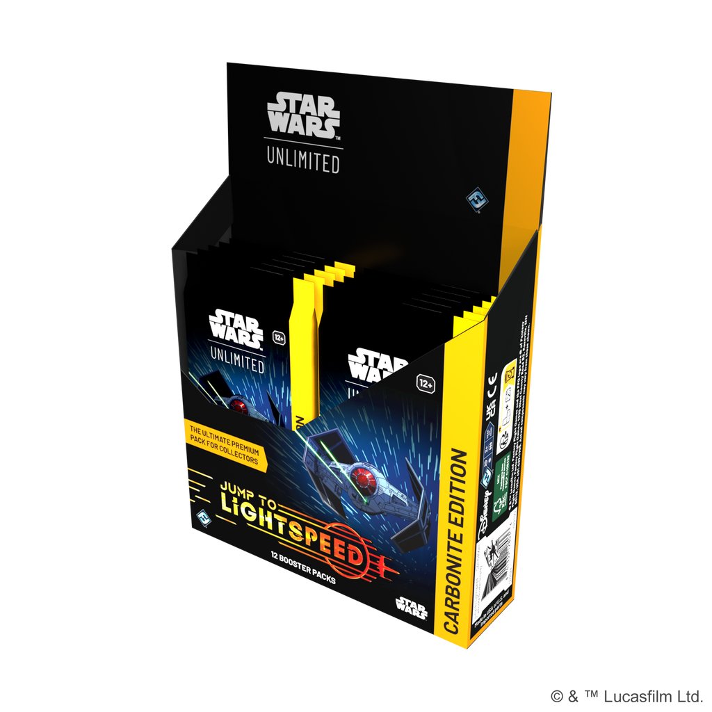 Star Wars: Unlimited - Jump To Lightspeed - Carbonite Edition Booster Box | 12 Packs | Premium Cards | Wulf Gaming Star Wars: Unlimited - Jump To Lightspeed - Carbonite Edition Booster Box | 12 Packs | Premium Cards | Wulf Gaming