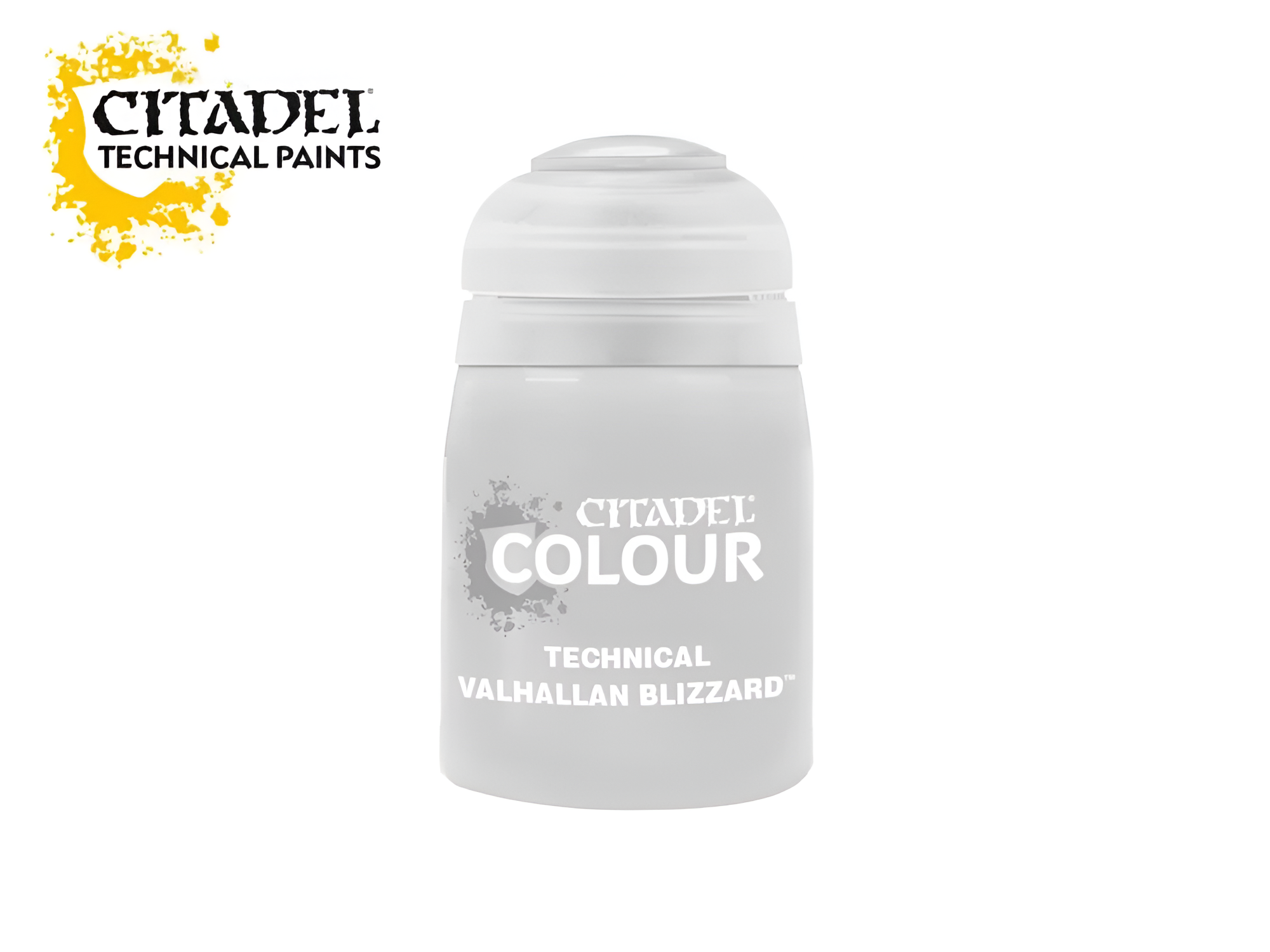 Citadel Technical paint bottle labeled Valhallan Blizzard, 24ml, featuring a white design with a screw-top lid.