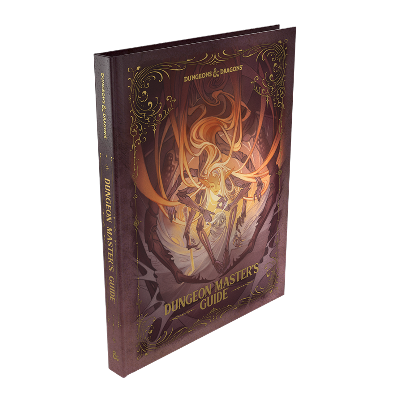 Alternate cover of the 2024 Dungeon Master's Guide for Dungeons & Dragons 5E, featuring intricate artwork and gold lettering.