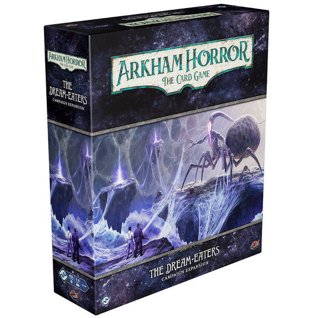 Arkham Horror LCG The Dream-Eaters Campaign Expansion box featuring eerie artwork of a giant spider and dreamlike landscape.