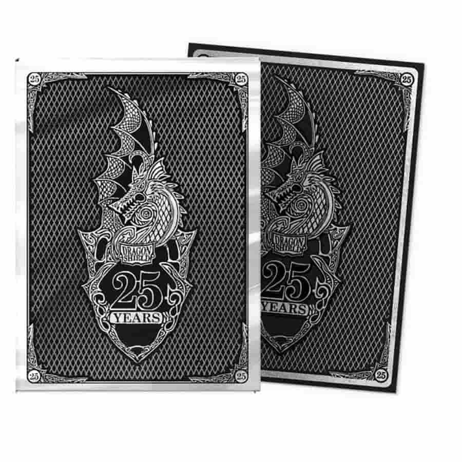 Dragon Shield 25th Anniversary Matte Dual Art Card Sleeves featuring a dragon design, 100-count pack for card protection.
