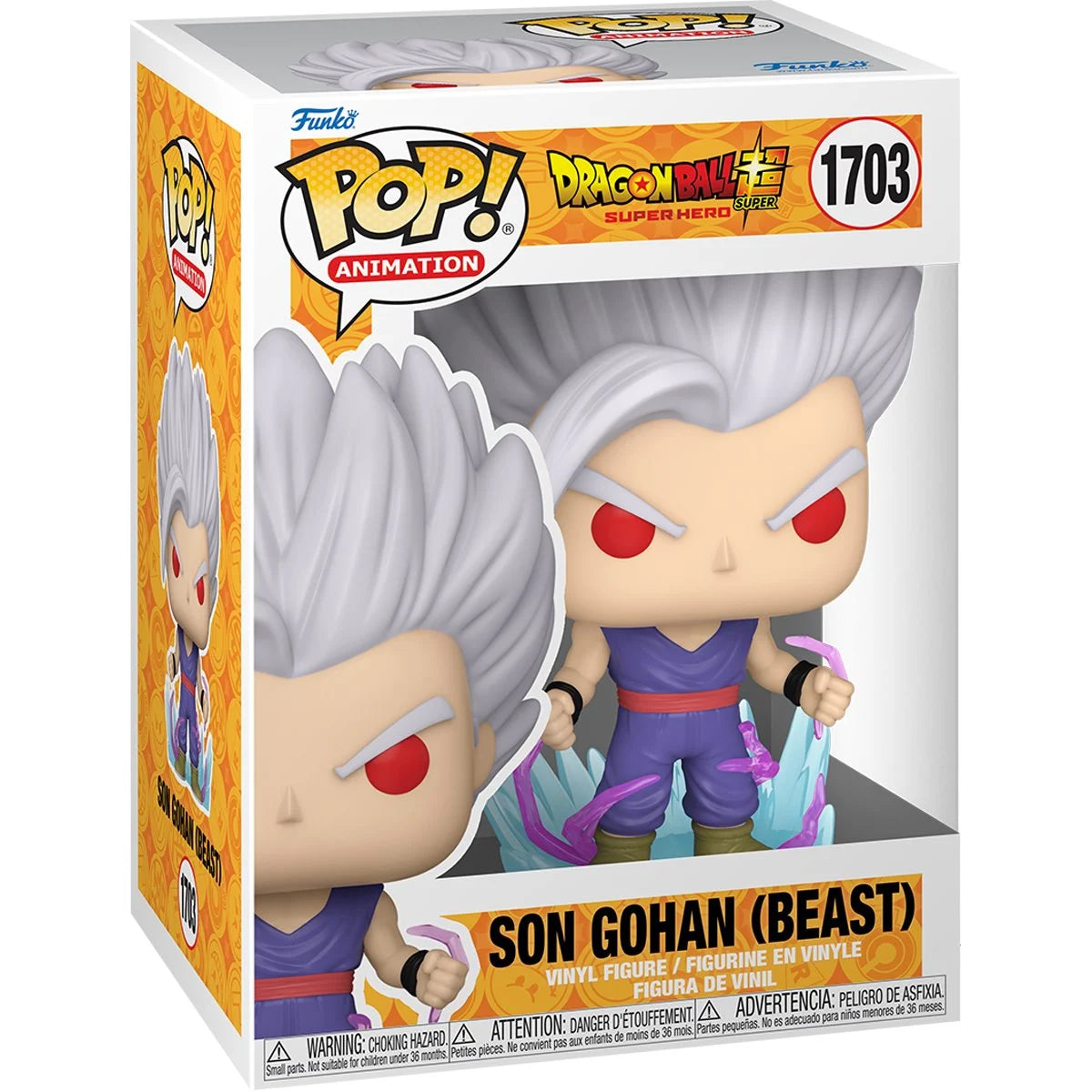Funko Pop! figure of Son Gohan in Beast form from Dragon Ball Super, featuring vibrant colors and detailed design.