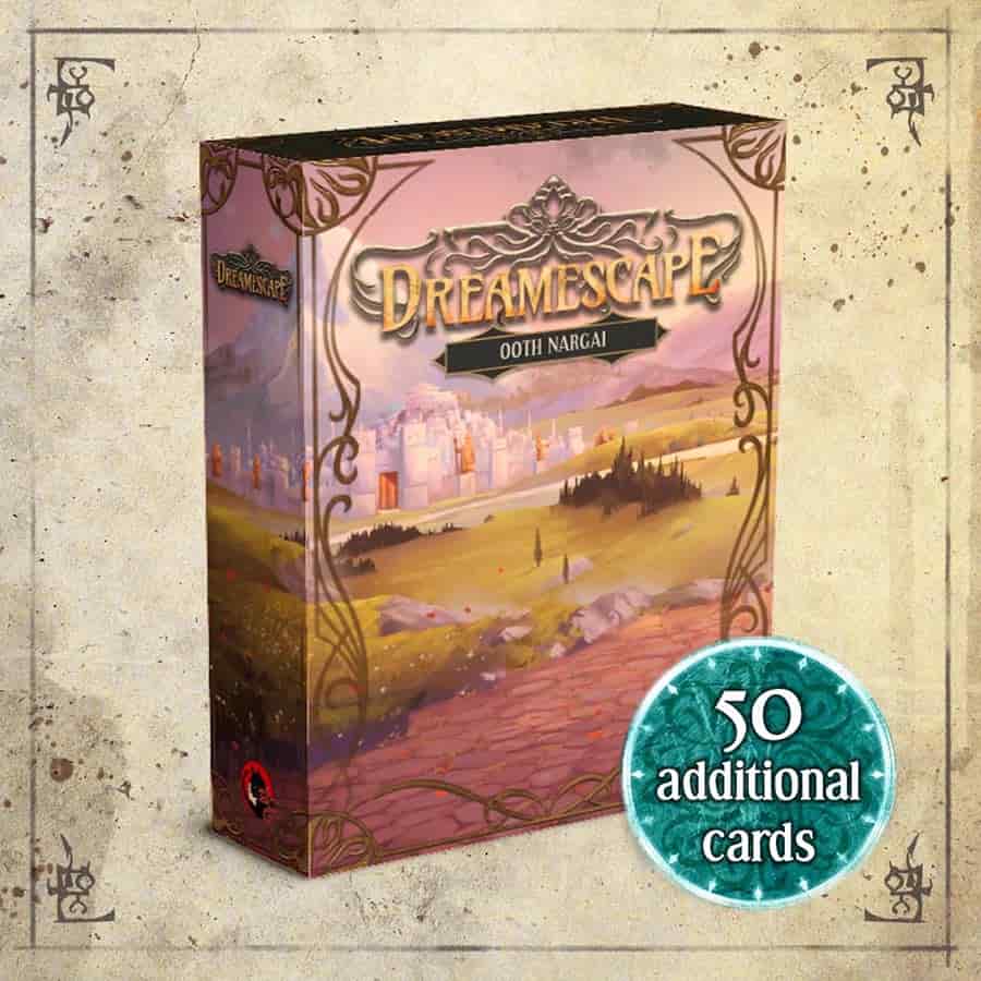Dreamescape: Ooth Nargari Expansion box featuring scenic artwork and a label indicating 50 additional cards for gameplay.