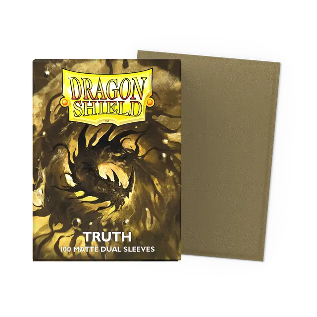 Dragon Shield Truth Matte Dual Card Sleeves pack featuring 100 protective sleeves with a swirling design.