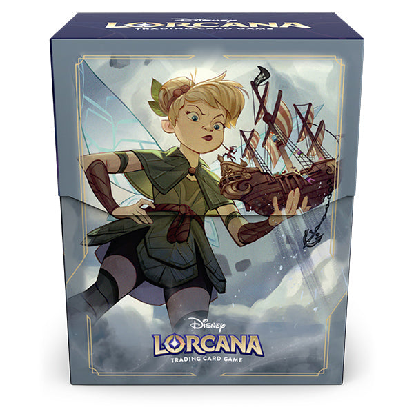 Disney Lorcana TCG Reign of Jafar Giant Tink deck box featuring Tinker Bell holding a ship with a whimsical design.