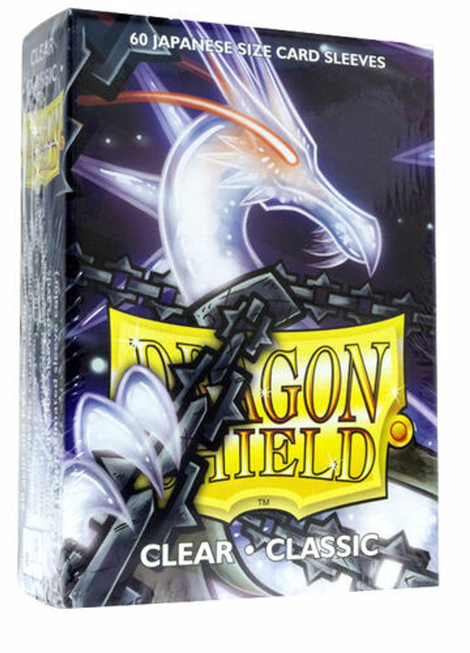 Dragon Shield Classic Clear Japanese Size Card Sleeves pack featuring 60 protective sleeves for trading cards.